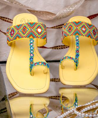 Multicolor printed leather kolhapuris 1