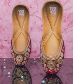 Maroon embroidered leather juttis