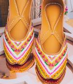 Multicolor embroidered leather juttis