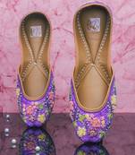 Purple embroidered leather juttis