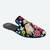Black embroidered leather mules