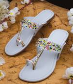 Grey embroidered leather kolhapuris