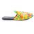 Yellow embroidered leather mules
