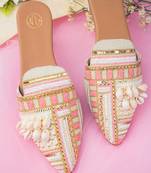 Multicolor embroidered leather mules