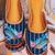 Blue embroidered leather mules