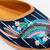 Blue embroidered leather mules