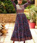 Women Gorgeous Bandhani Printed Faux Georgette with Flared Gown