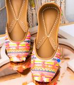 Multicolor embroidered leather juttis