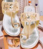 Gold embroidered leather kolhapuris