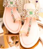 Pink embroidered leather kolhapuris