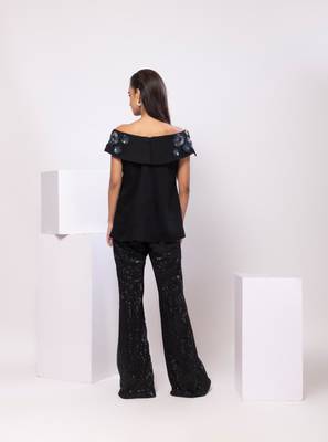 Black embroidered cotton co ord set 3