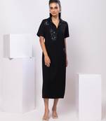 Black embroidered cotton dress