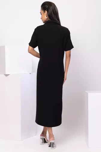 Black embroidered cotton dress