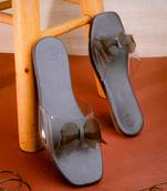 Grey solid leather flats