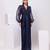 Blue embroidered satin dress
