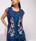 Blue embroidered silk co ord set