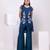 Blue embroidered silk co ord set