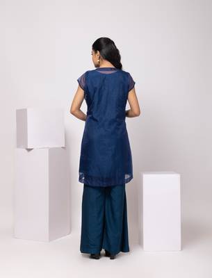 Blue embroidered silk co ord set 3