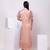 Peach embroidered satin dress
