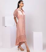 Peach embroidered satin dress