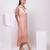 Peach embroidered satin dress
