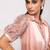 Peach embroidered satin dress