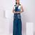 Blue embroidered satin jacket set