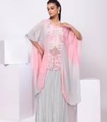 Pink embroidered georgette kaftan