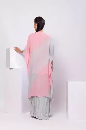 Pink embroidered georgette kaftan