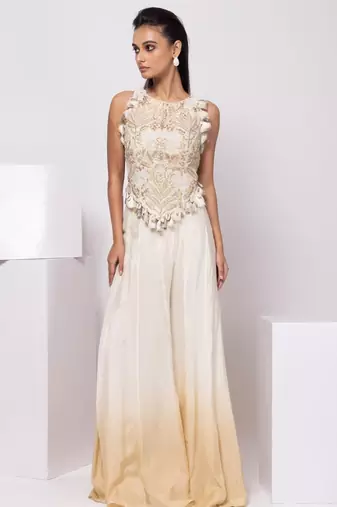 White embroidered linen co ord set