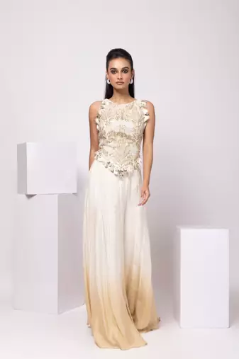 White embroidered linen co ord set