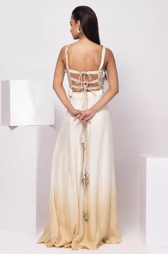 White embroidered linen co ord set