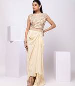Beige embroidered organza co ord set