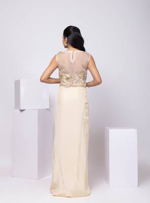 Beige embroidered organza co ord set 2