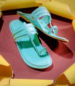 Green solid leather kolhapuri