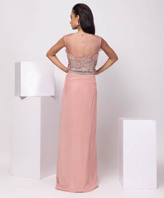 Pink embroidered organza co ord set 2