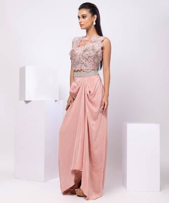 Pink embroidered organza co ord set 3