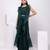 Green embroidered organza cape set