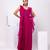 Magenta embroidered organza cape set