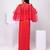 Red embroidered crepe cape set