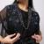 Black embroidered organza cape set