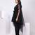 Black embroidered organza cape set