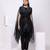 Black embroidered organza cape set