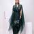 Green embroidered organza cape set