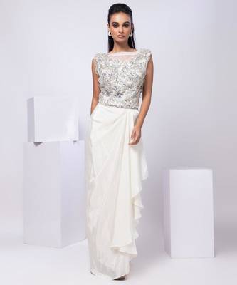 White embroidered organza co ord set 1