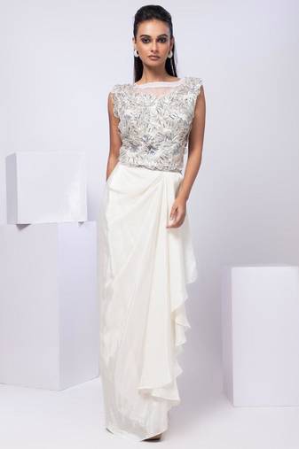 White embroidered organza co ord set