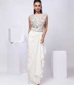 White embroidered organza co ord set