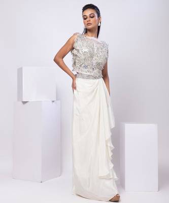 White embroidered organza co ord set 2