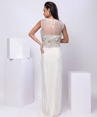 White embroidered organza co ord set 3