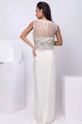 White embroidered organza co ord set